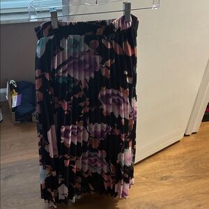 Metro Wear A-Line Skirt - Black and Purple Floral